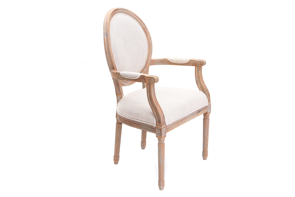 Fauteuil en tissu coloris naturel pieds bois clair LEGEND