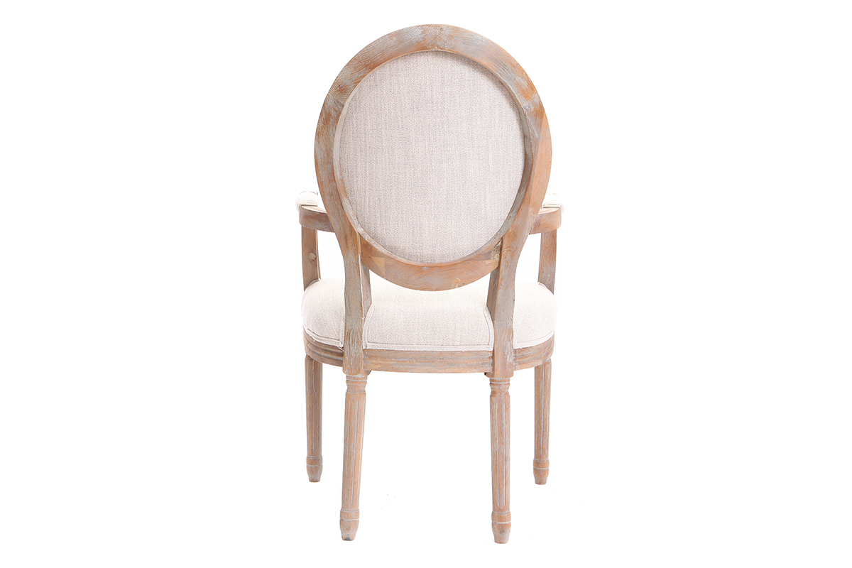 Fauteuil en tissu coloris naturel pieds bois clair LEGEND