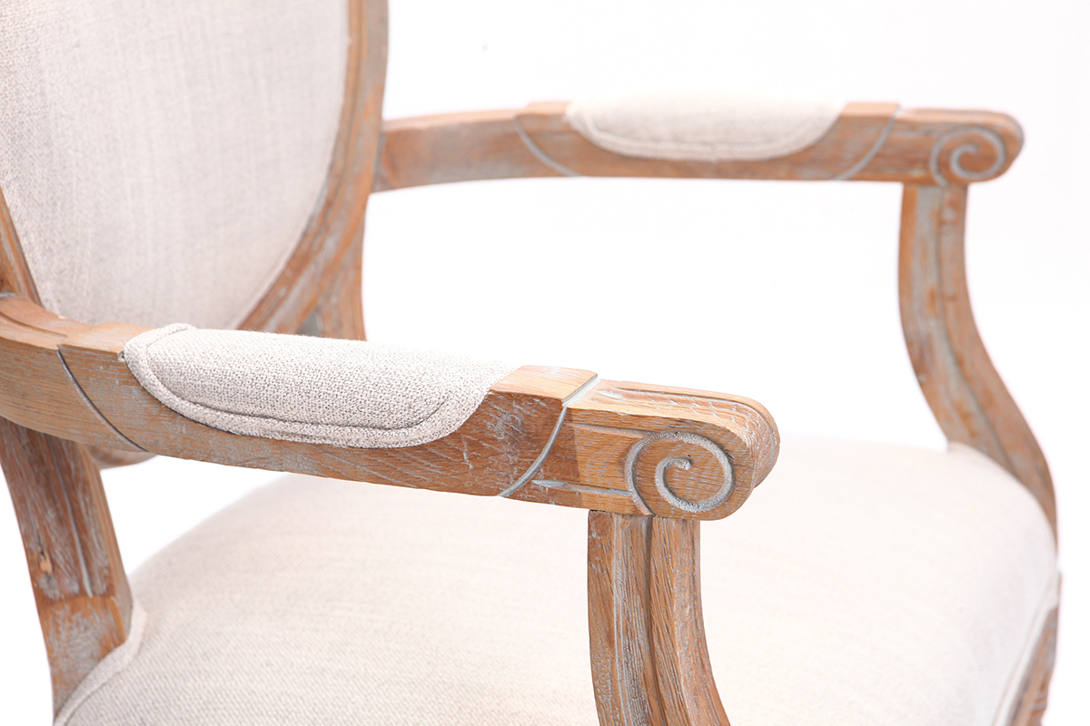 Fauteuil en tissu coloris naturel pieds bois clair LEGEND