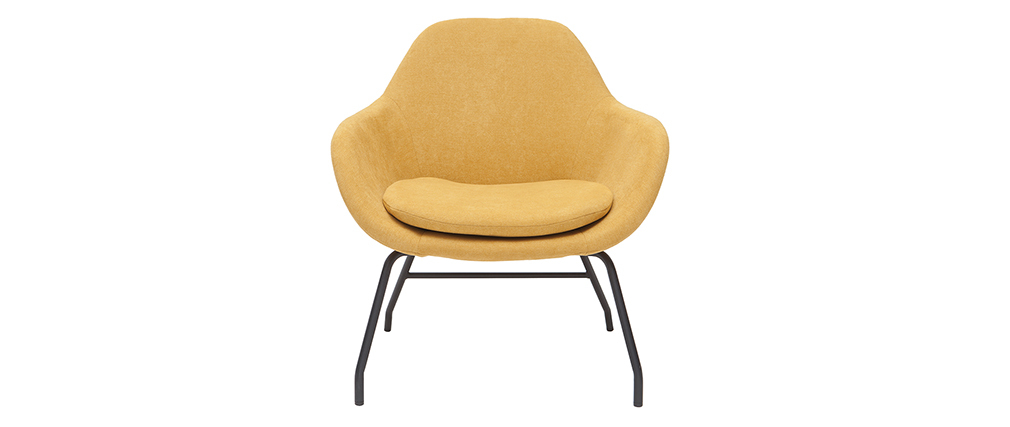Fauteuil en tissu effet velours jaune moutarde MAYNE