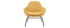 Fauteuil en tissu effet velours jaune moutarde MAYNE