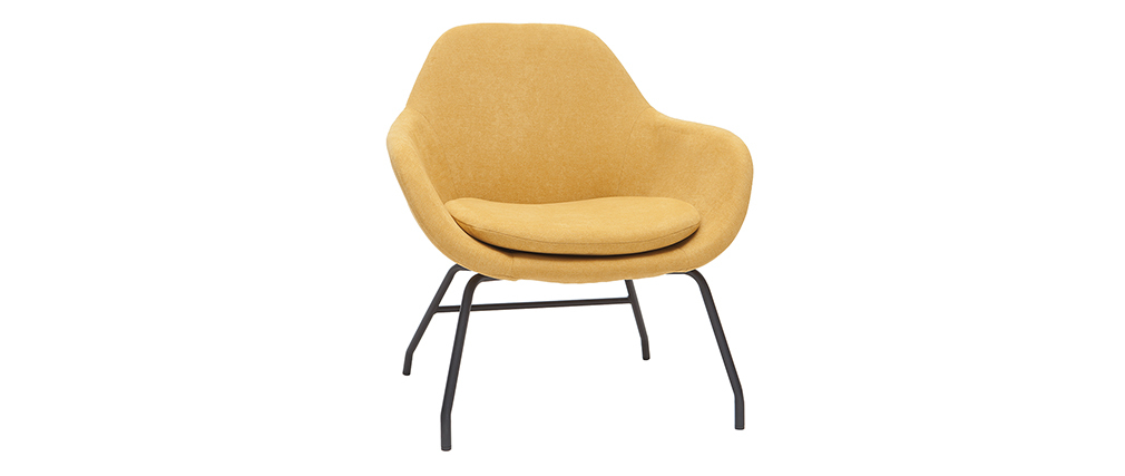 Fauteuil en tissu effet velours jaune moutarde MAYNE