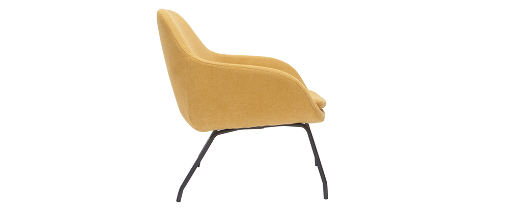Fauteuil en tissu effet velours jaune moutarde MAYNE