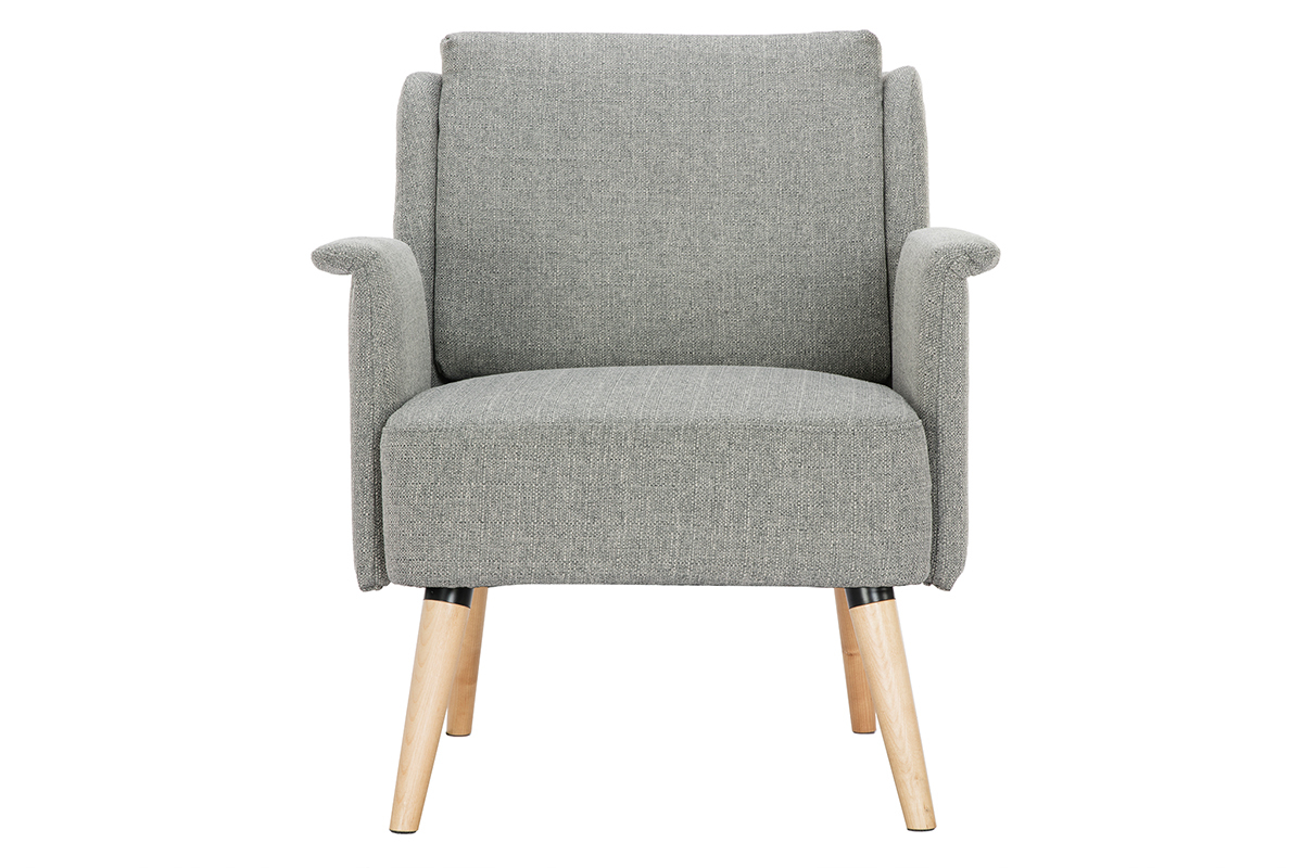 Fauteuil en tissu gris clair et bois clair AEOLA