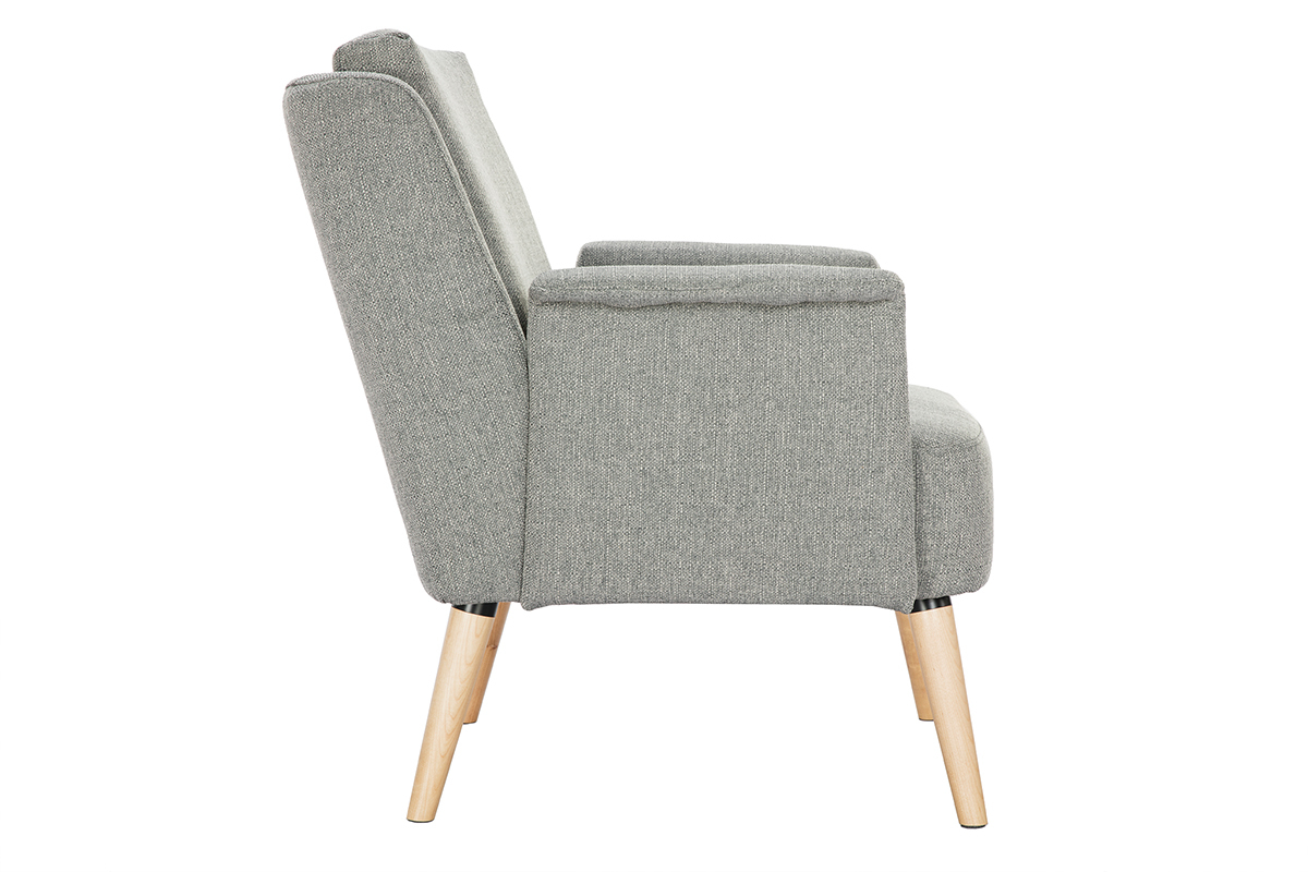 Fauteuil en tissu gris clair et bois clair AEOLA