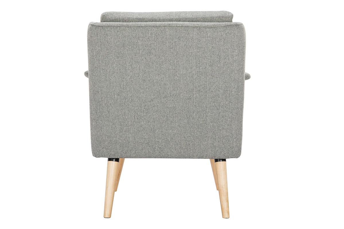 Fauteuil en tissu gris clair et bois clair AEOLA