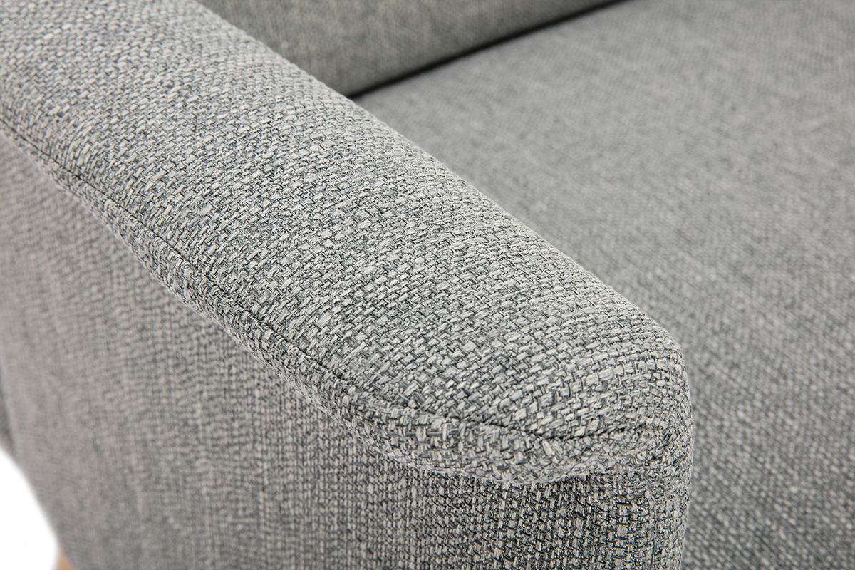 Fauteuil en tissu gris clair et bois clair AEOLA