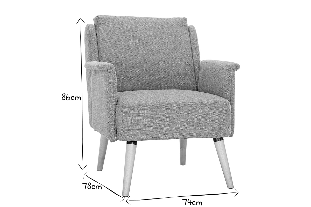 Fauteuil en tissu gris clair et bois clair AEOLA