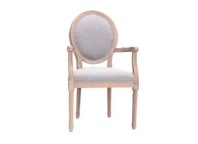 Fauteuil en tissu gris clair pieds bois clair LEGEND