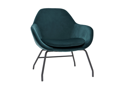 Fauteuil en tissu velours bleu p&eacute;trole MAYNE