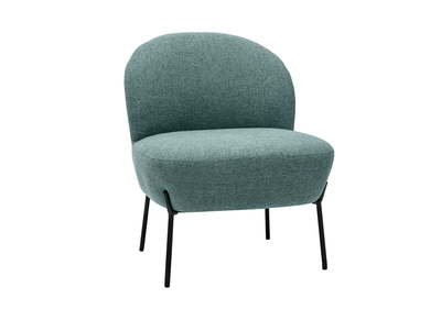 Fauteuil en tissu vert de gris et métal noir BELEY