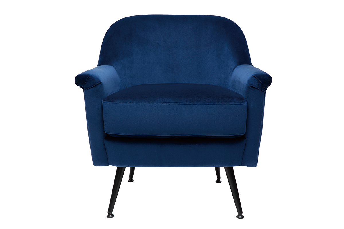 Fauteuil en velours bleu ADAM