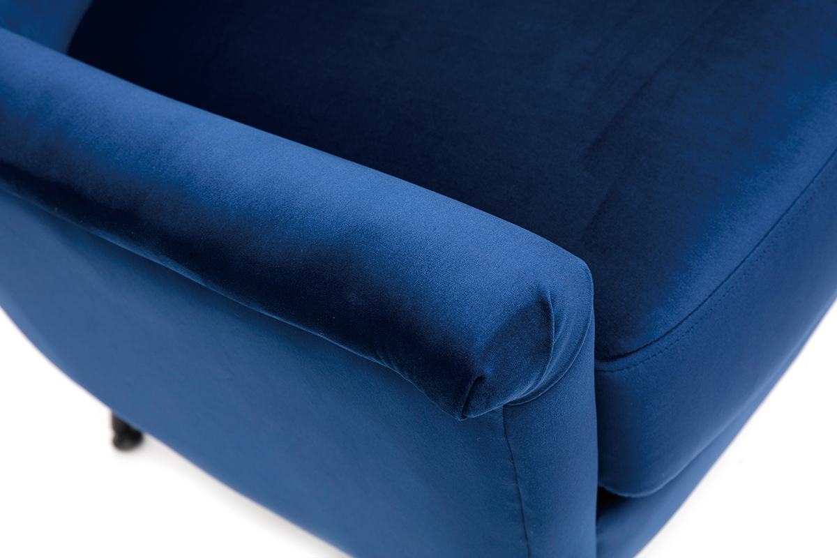 Fauteuil en velours bleu ADAM