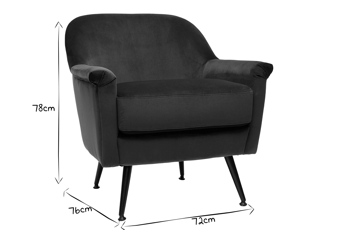 Fauteuil en velours bleu ADAM