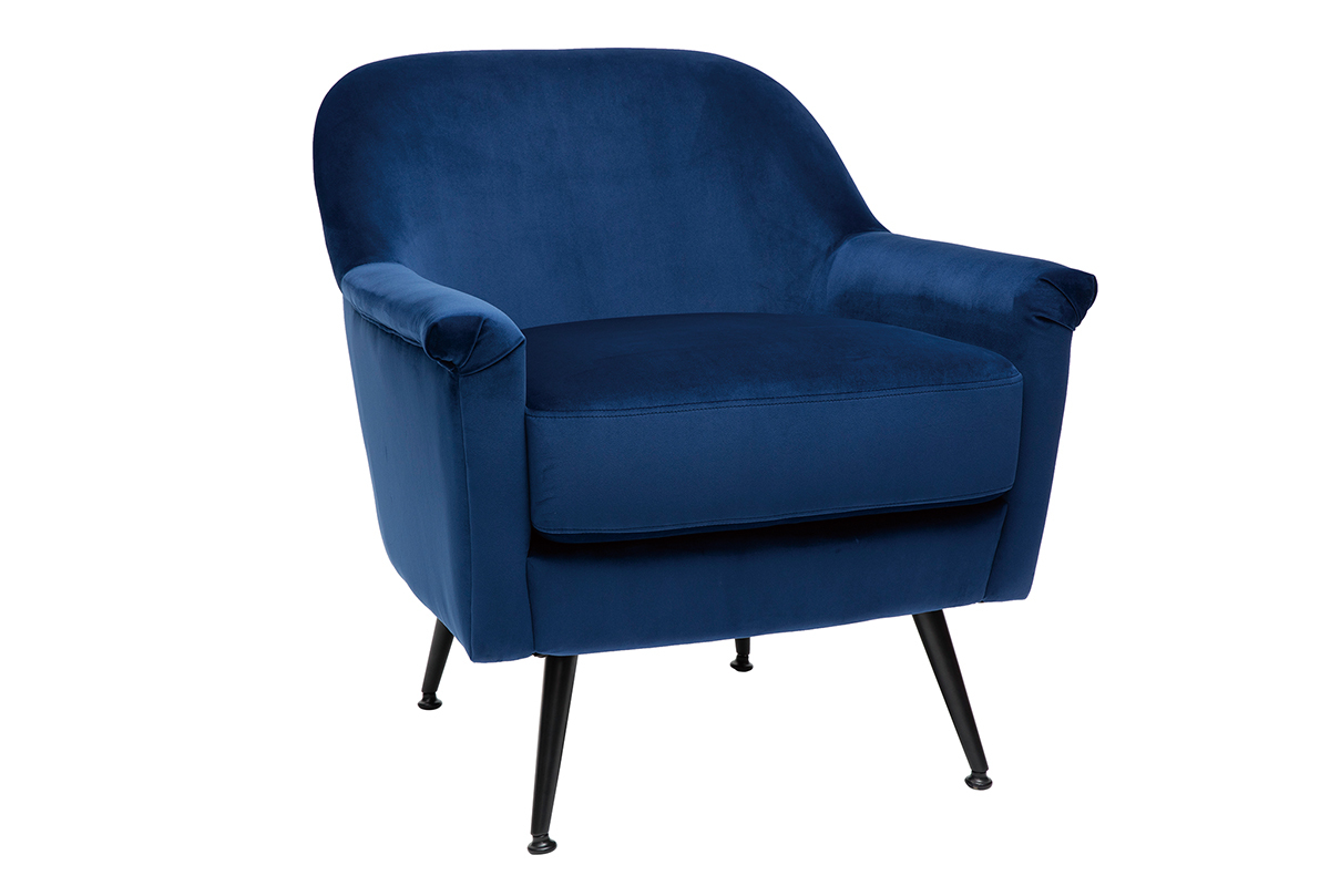 Fauteuil en velours bleu ADAM