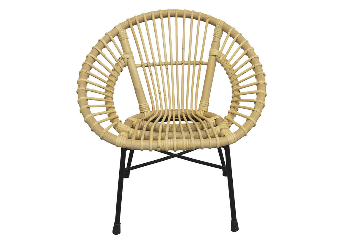 Fauteuil enfant en rotin et m�tal MALACCA