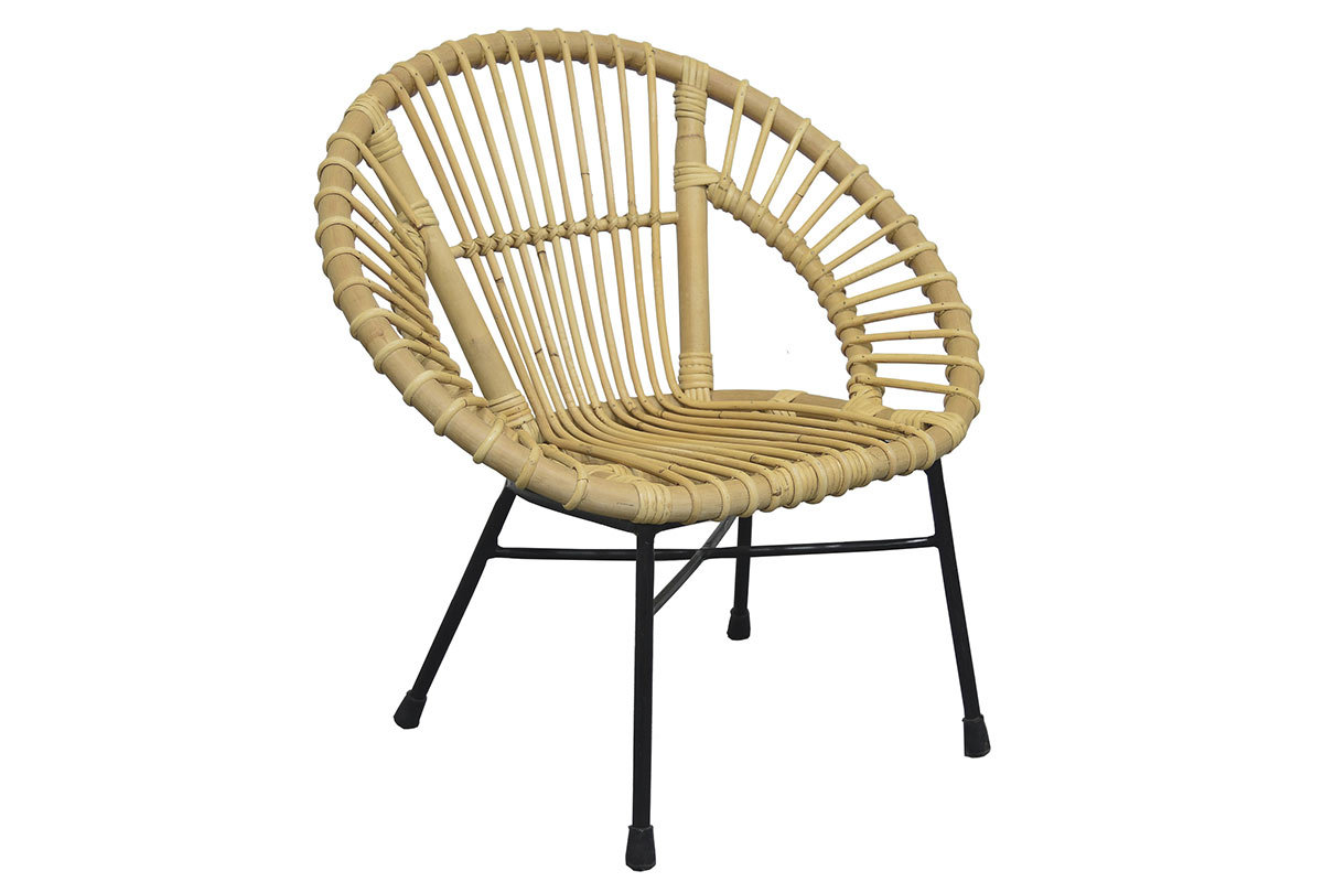 Fauteuil enfant en rotin et m�tal MALACCA