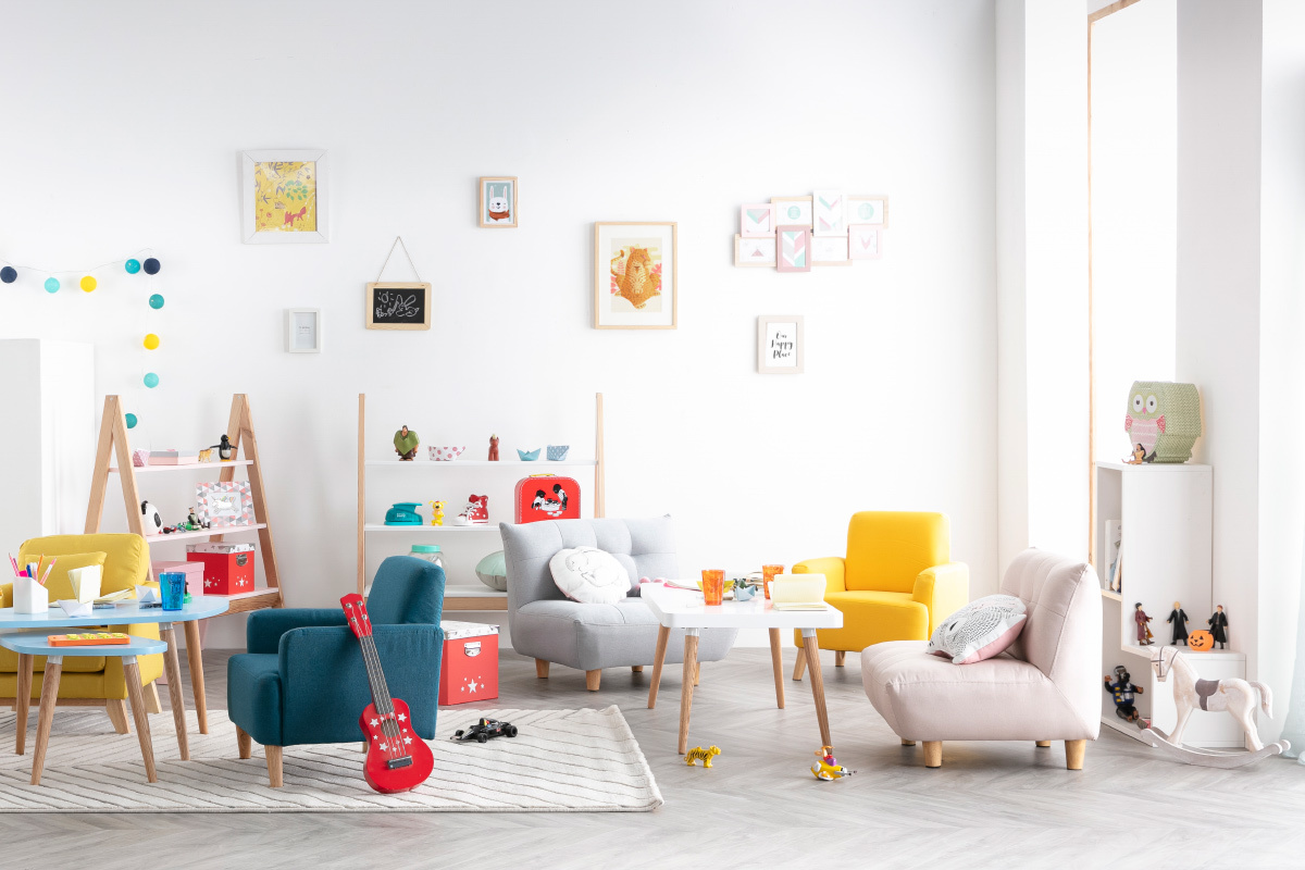 Fauteuil enfant scandinave bleu canard BABY YUMI