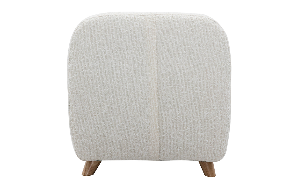 Fauteuil enfant scandinave en tissu effet laine bouclée blanc et bois clair NORKID