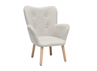 Fauteuil enfant scandinave en tissu effet velours texturé beige et bois clair BABY BRISTOL