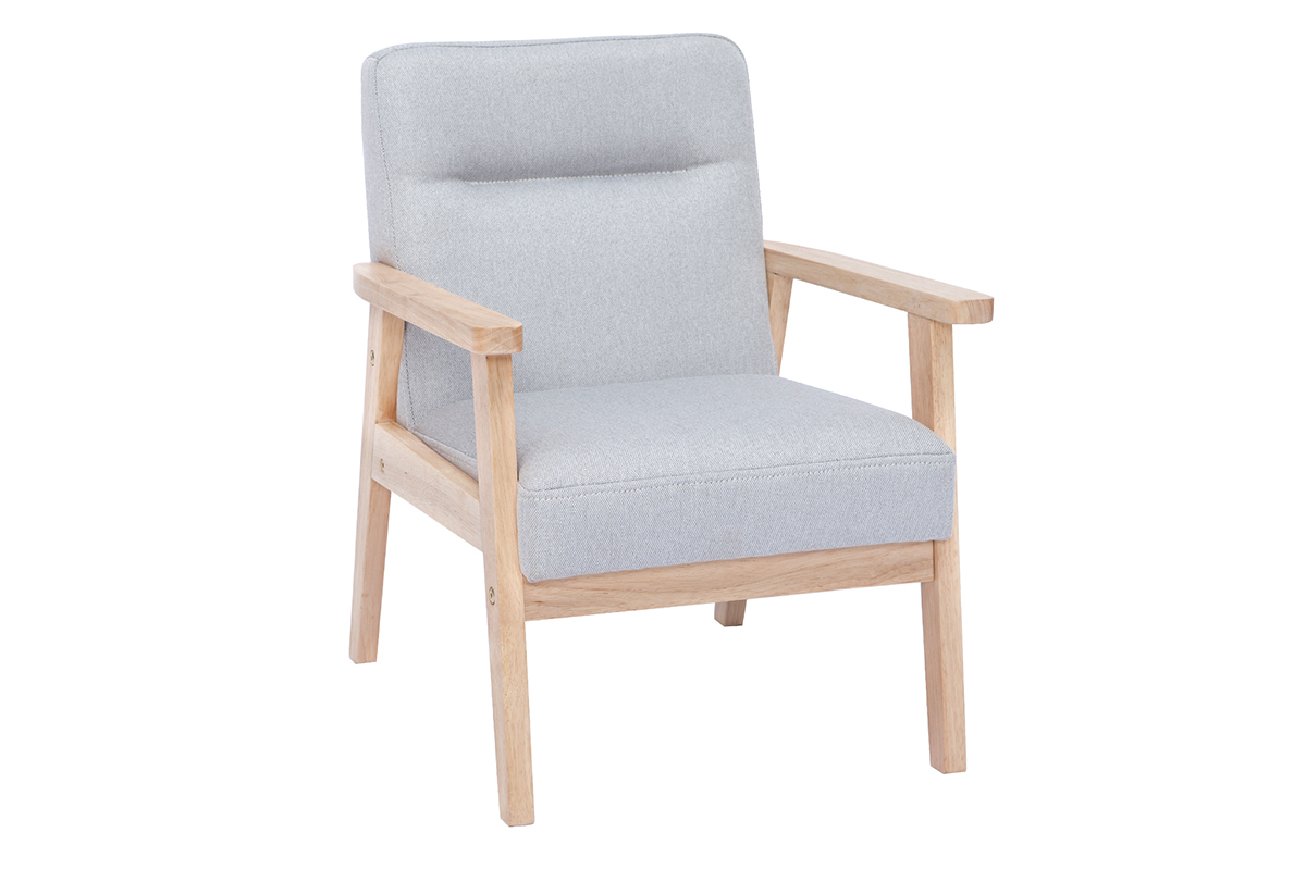 Fauteuil enfant scandinave en tissu gris clair et bois clair BABY ABYSS