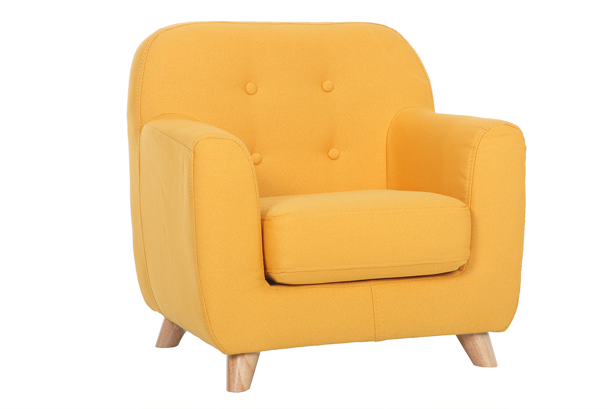Fauteuil enfant scandinave en tissu jaune NORKID