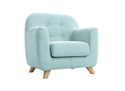 Fauteuil enfant scandinave en tissu menthe à l'eau et bois clair NORKID