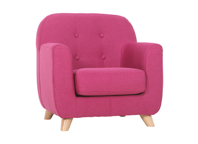 Fauteuil enfant scandinave en tissu rose NORKID - Fauteuil enfant scandinave en tissu rose NORKID