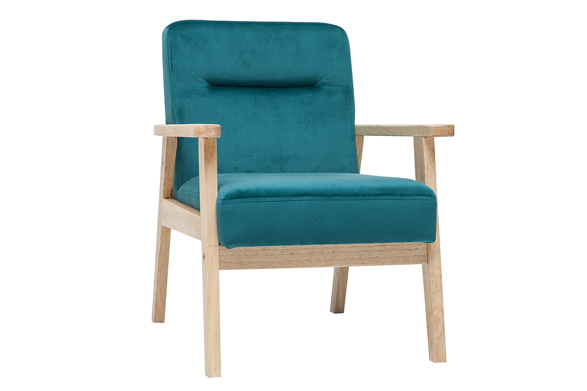 Fauteuil enfant scandinave en tissu velours bleu ptrole BABY ABYSS