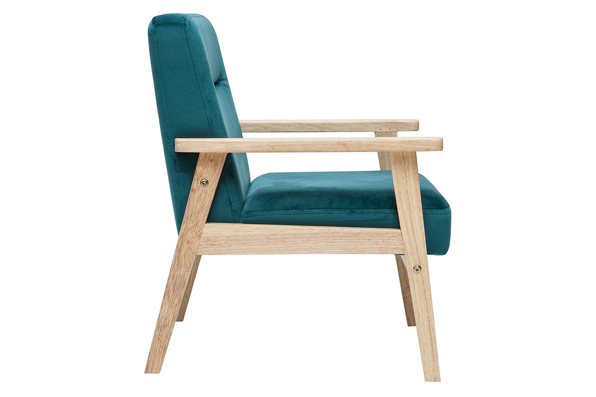 Fauteuil enfant scandinave en tissu velours bleu ptrole BABY ABYSS