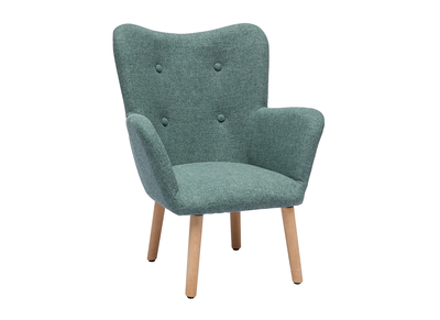 Fauteuil enfant scandinave en tissu vert de gris et bois clair BABY BRISTOL