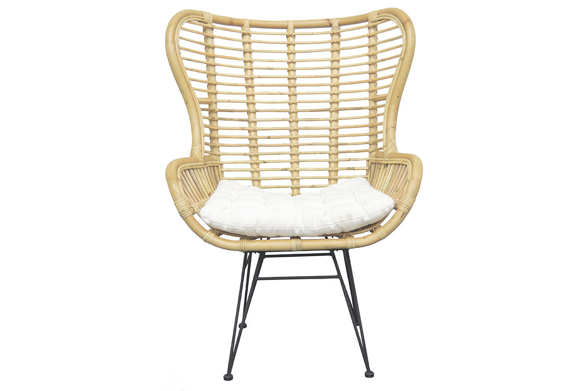 Fauteuil haut en rotin naturel MALACCA