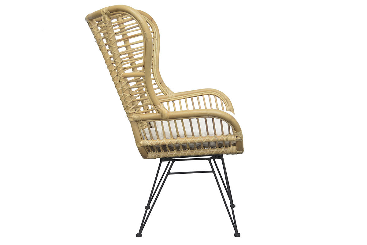 Fauteuil haut en rotin naturel MALACCA