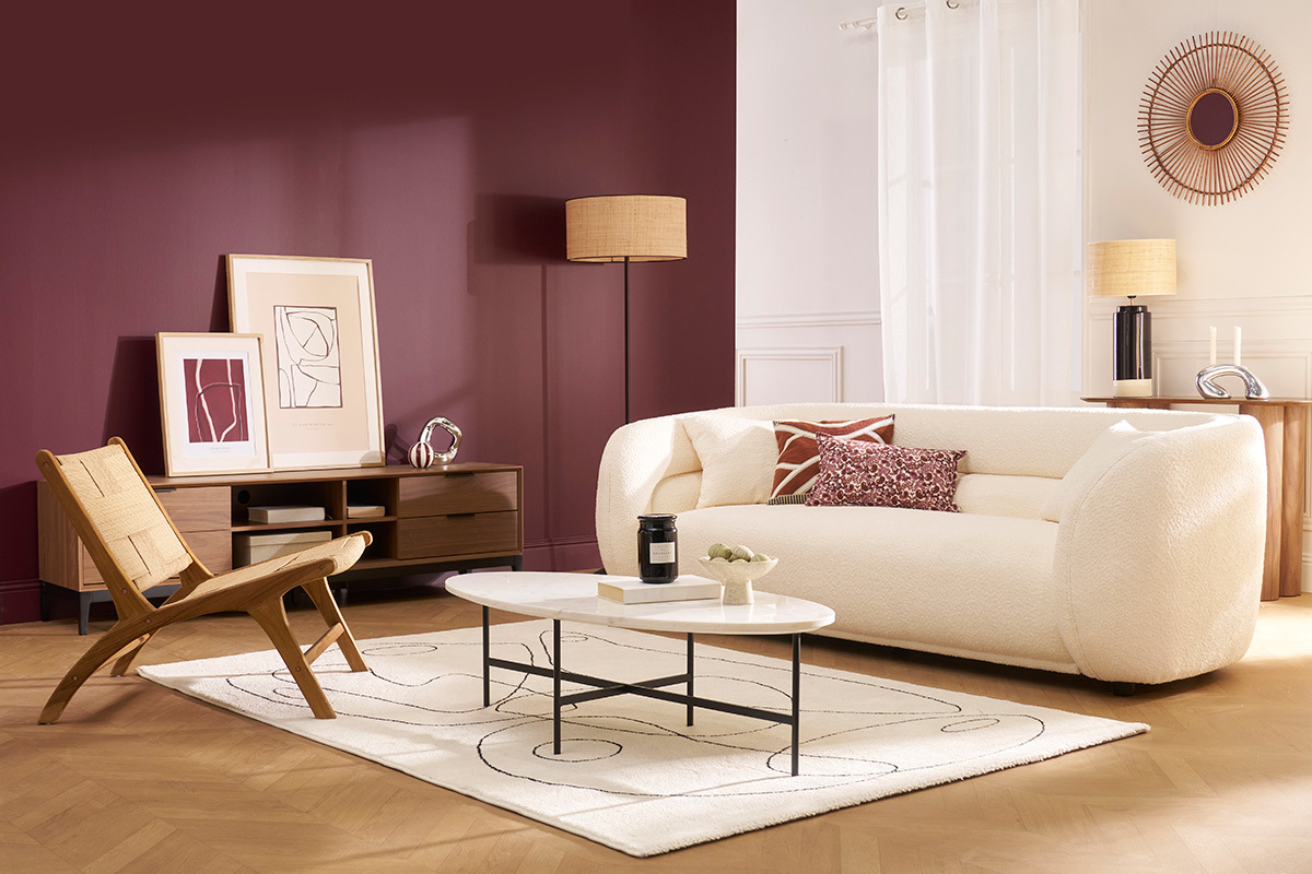 Fauteuil lounge en bois teck massif et corde tresse YARI