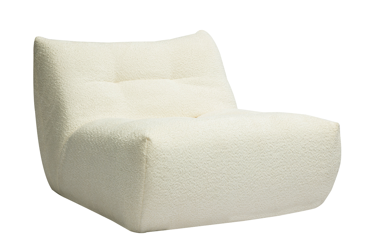 Fauteuil lounge en tissu bouclette blanc cass BUMPY