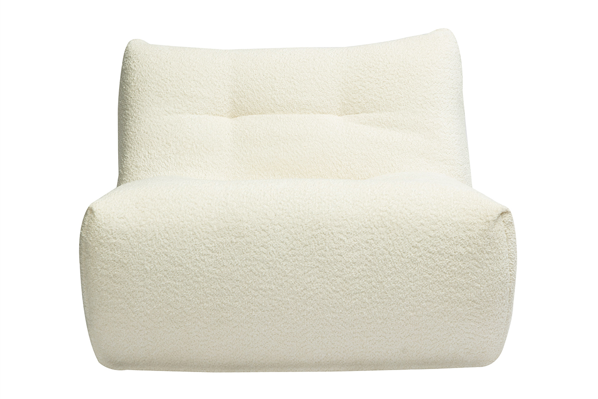 Fauteuil lounge en tissu bouclette blanc cass BUMPY