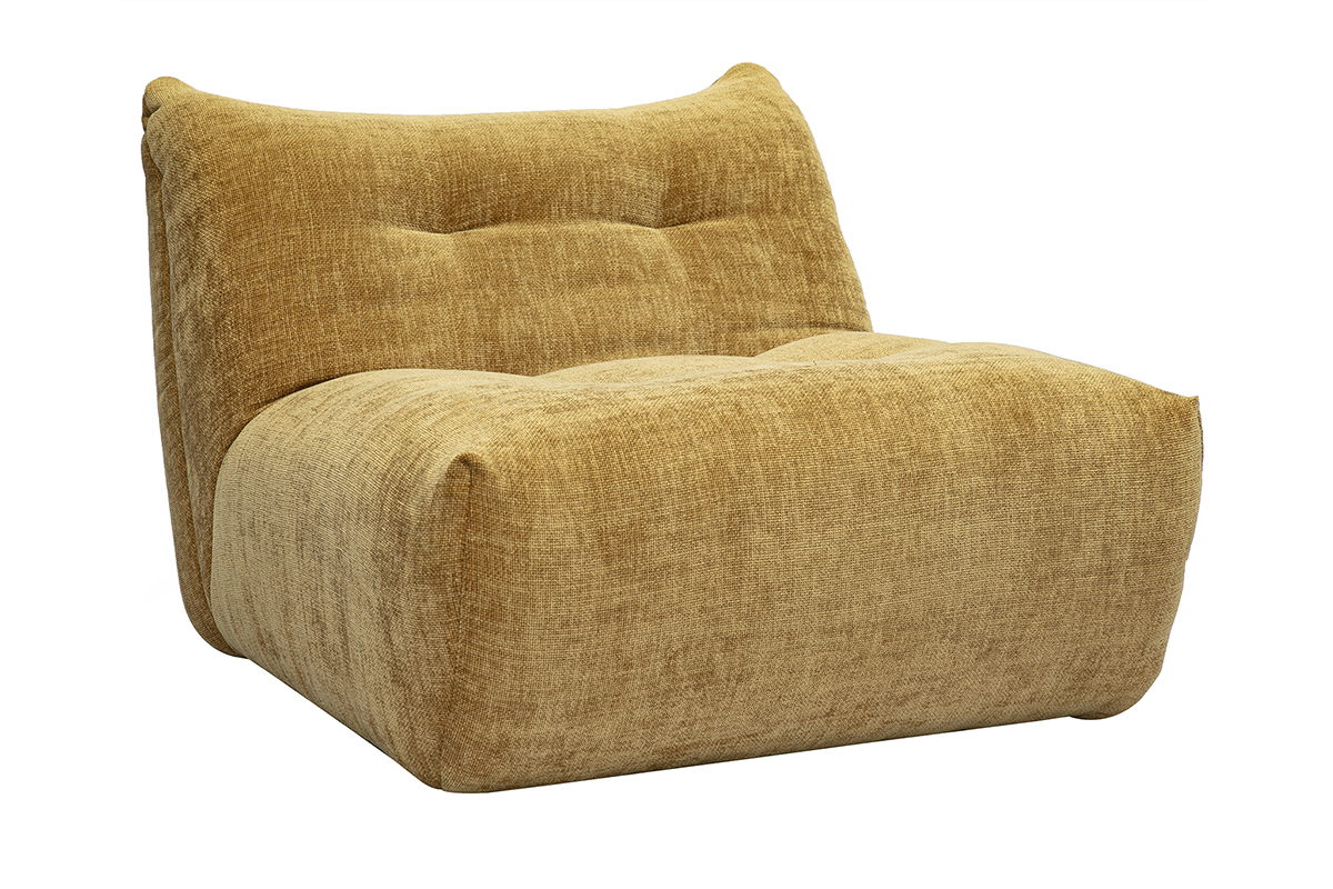 Fauteuil lounge en tissu effet velours textur� bronze BUMPY