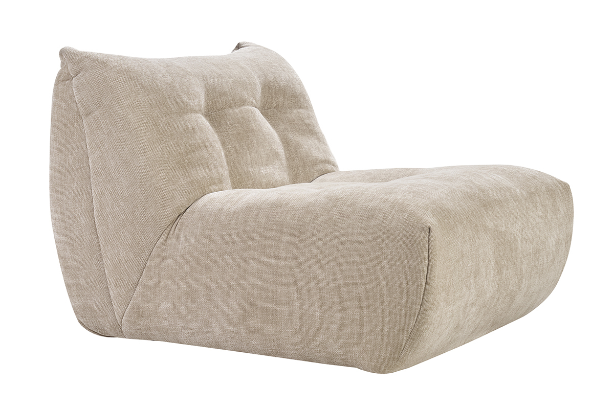 Fauteuil lounge en tissu effet velours textur taupe BUMPY