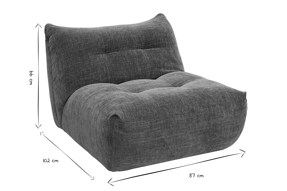 Fauteuil lounge en tissu effet velours textur� vert kaki BUMPY