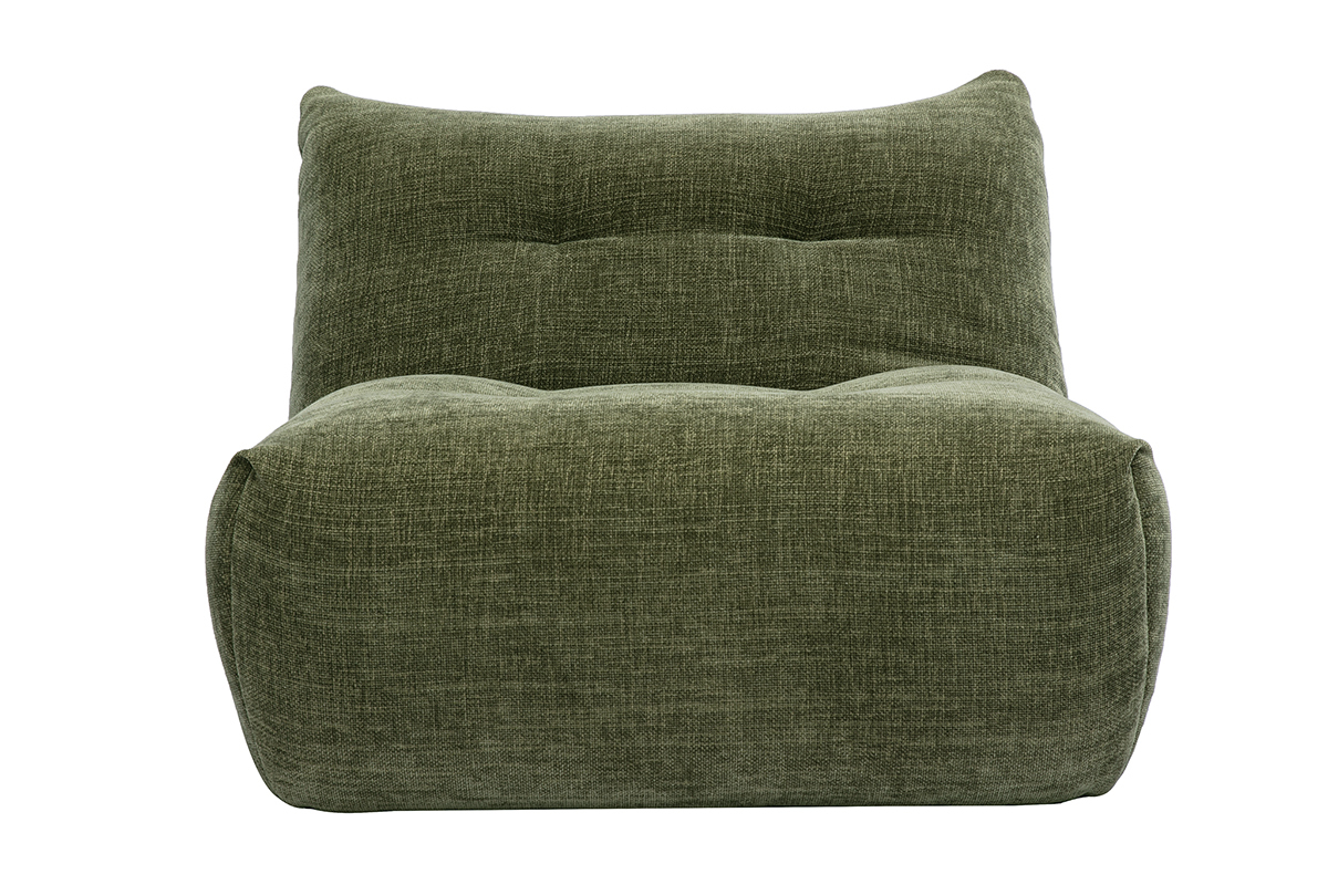 Fauteuil lounge en tissu effet velours textur� vert kaki BUMPY