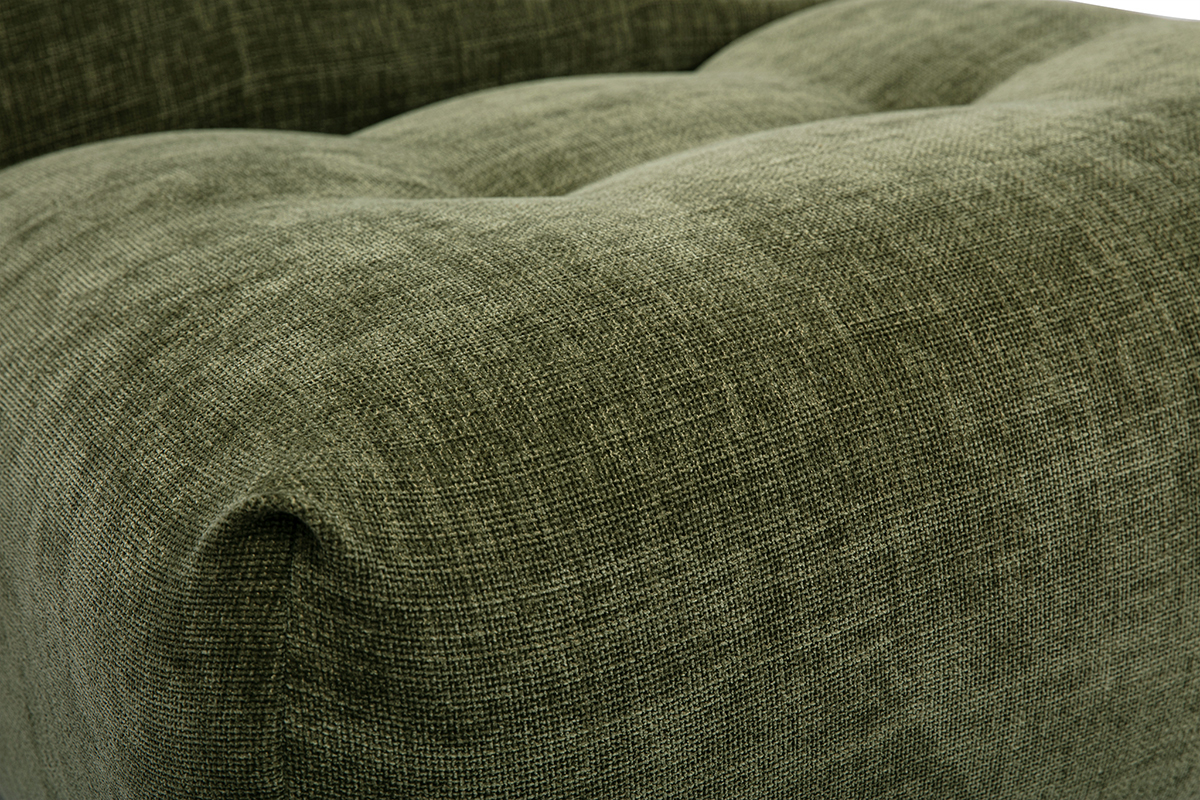 Fauteuil lounge en tissu effet velours textur� vert kaki BUMPY