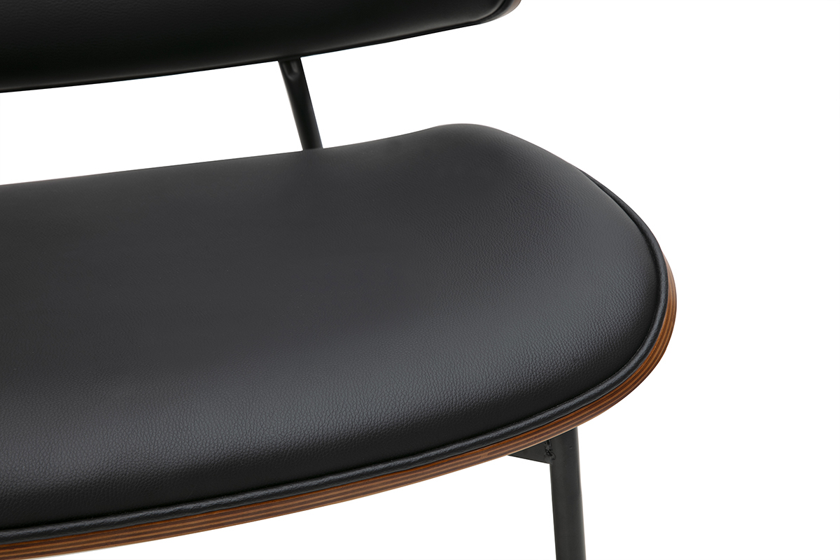 Fauteuil noir, bois fonc et mtal noir FABULO