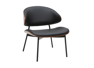 Fauteuil noir, bois foncé et métal noir FABULO
