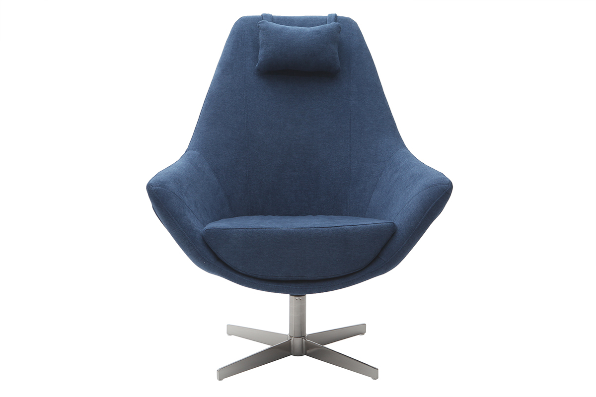 Fauteuil pivotant design en tissu bleu et mtal noir AMADEO