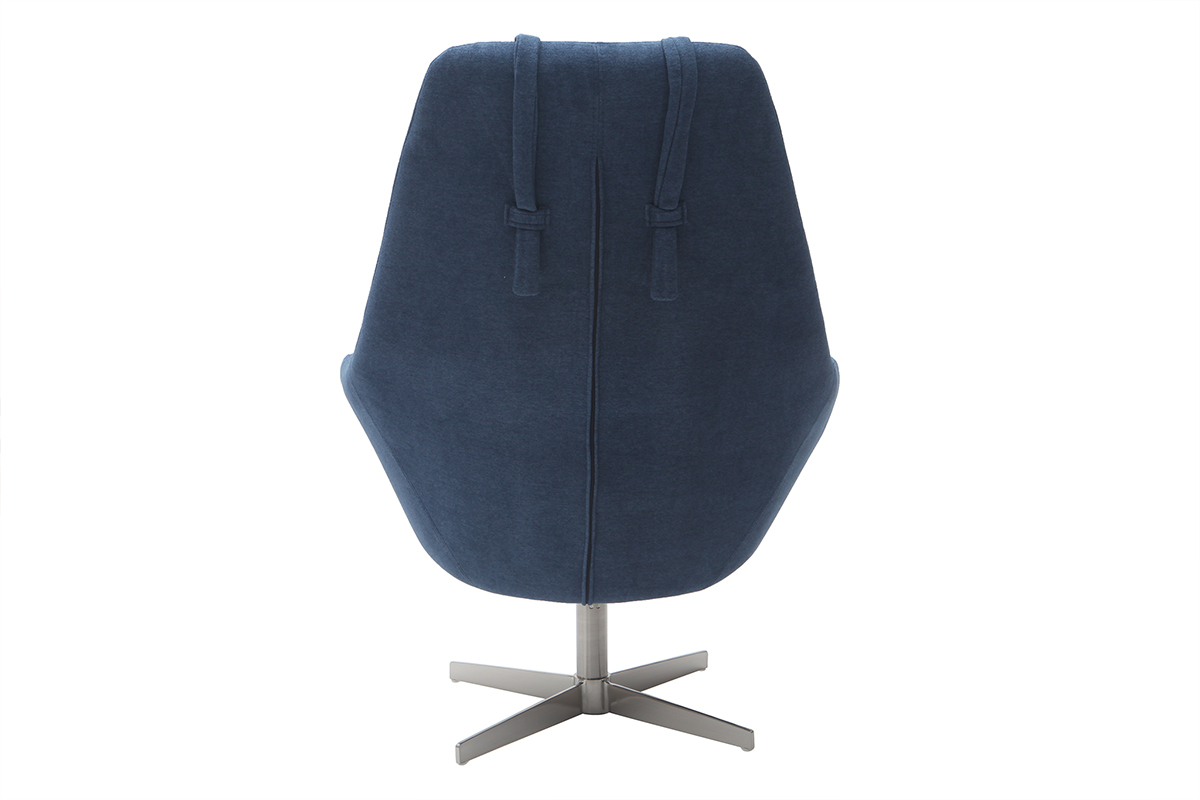 Fauteuil pivotant design en tissu bleu et mtal noir AMADEO