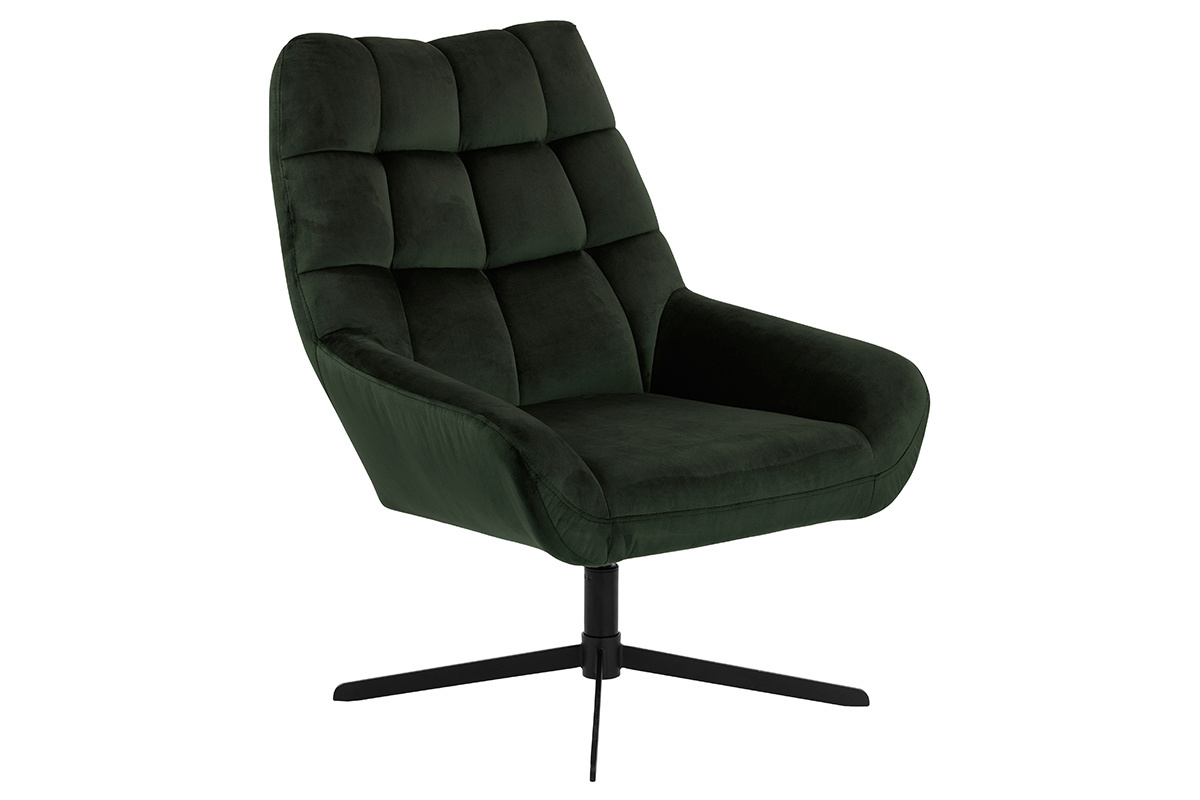Fauteuil pivotant design en velours kaki KING