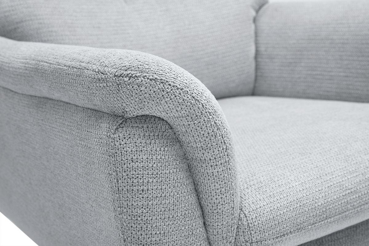 Fauteuil pivotant en tissu chenille gris et m�tal noir JONAH