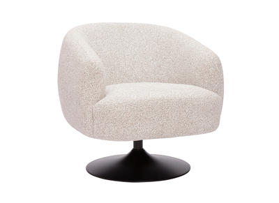 Fauteuil pivotant en tissu effet bouclette beige et métal noir BOWIE