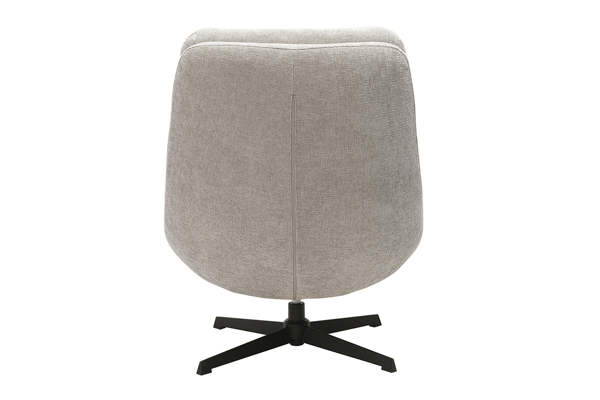 Fauteuil pivotant en tissu effet velours textur� beige et m�tal noir LOMI
