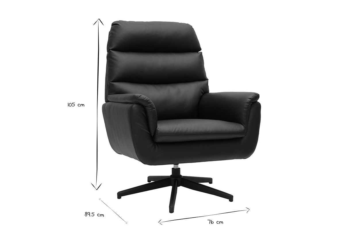 Fauteuil pivotant noir JONAH